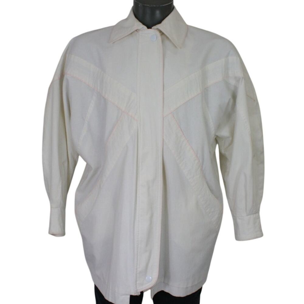 Vintage 80s Gitano Creme White Oversized Windbreaker Canvas Jacket Medium